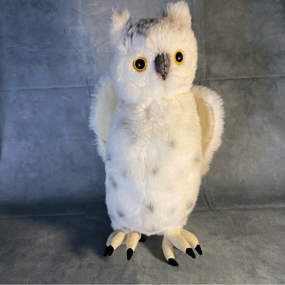 2012 Hansa Creations Rotating Head‎ Snowy Owl 17” Stuffed Plush Bird Realistic